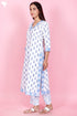 Cambric Cotton Kurta Pant Set With Kota Dupatta In Block Print